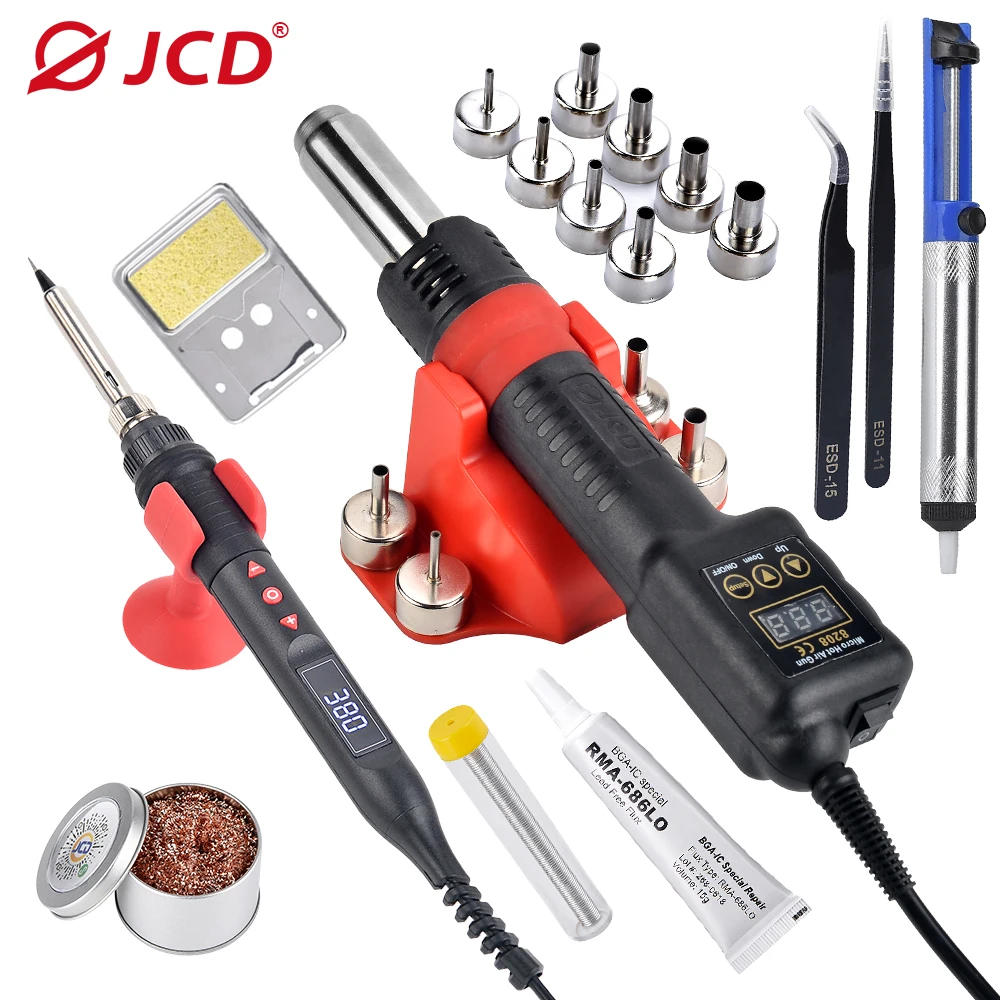 

JCD 8208 750W Micro Hot Air Gun Portable LCD Display Rework Station Heat Gun Hair Dryer Temperature Adjustable BGA Welding Tools