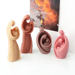 3D Mom Holding Baby Candle Silicone Mold Virgin Mary's Family Abstract Craft Gypsum Candle Mould Resin Casting Mold Decor Gifts