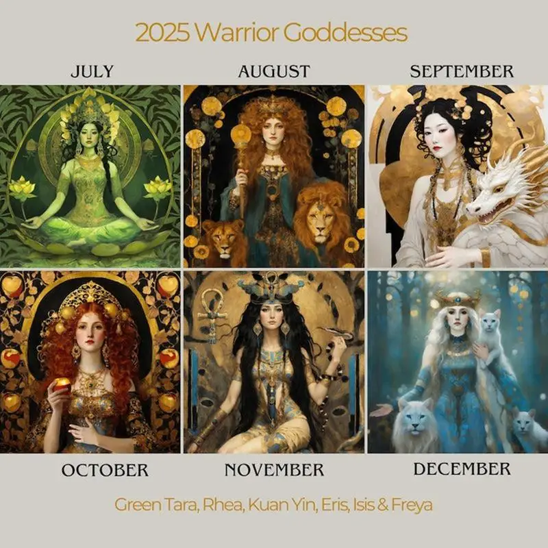 Imagem -04 - Deusa do Guerreiro 2025 Calendário de Fase da Lua 2025 Deusa do Guerreiro Calendário Lunar Ornamentos para Casa Calendário de Parede Decoração do Quarto