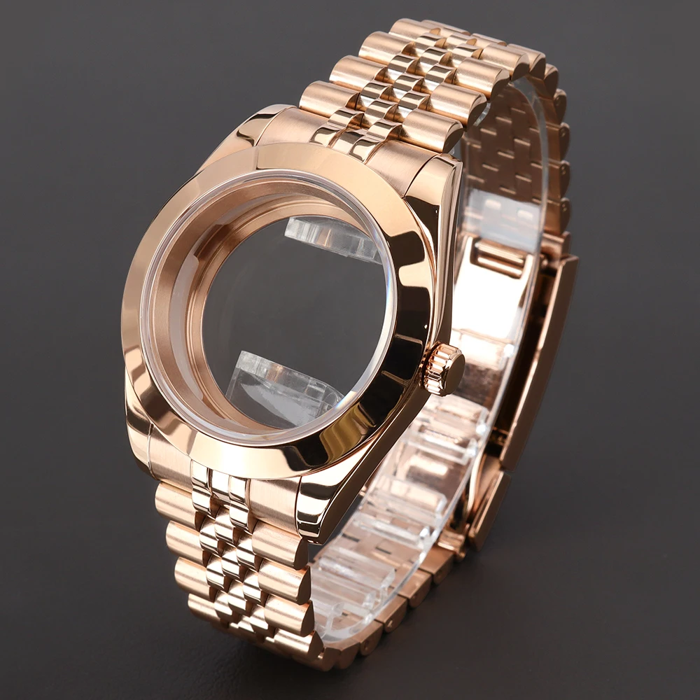 

Women's 36mm/39mm Watch Case Strap For Air King NH35 NH36 Miyota 8215 Movement All Rose Case Waterproof Accessory Sapphire Glass