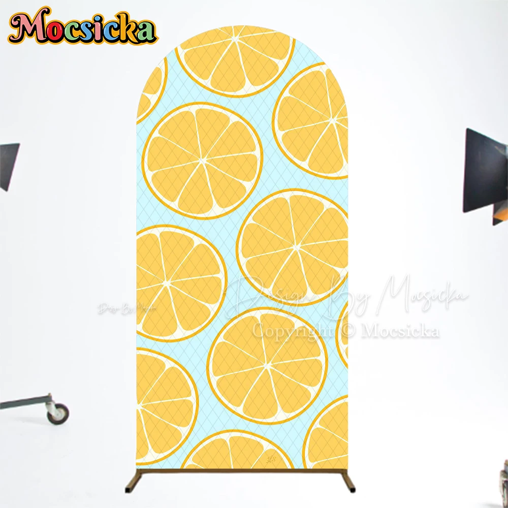 Mocsicka アーチカバー背景ベビーシャワー写真ハッピーバースデーパーティーアーチ型背景イエローハニーオレンジフラワー結婚式の装飾