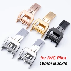 18mm Stainless Steel Buckle for IWC for Pilot Watch Metal Deployment Clasps Nylon Strap Rubber Leather Watchband Folding Clasp