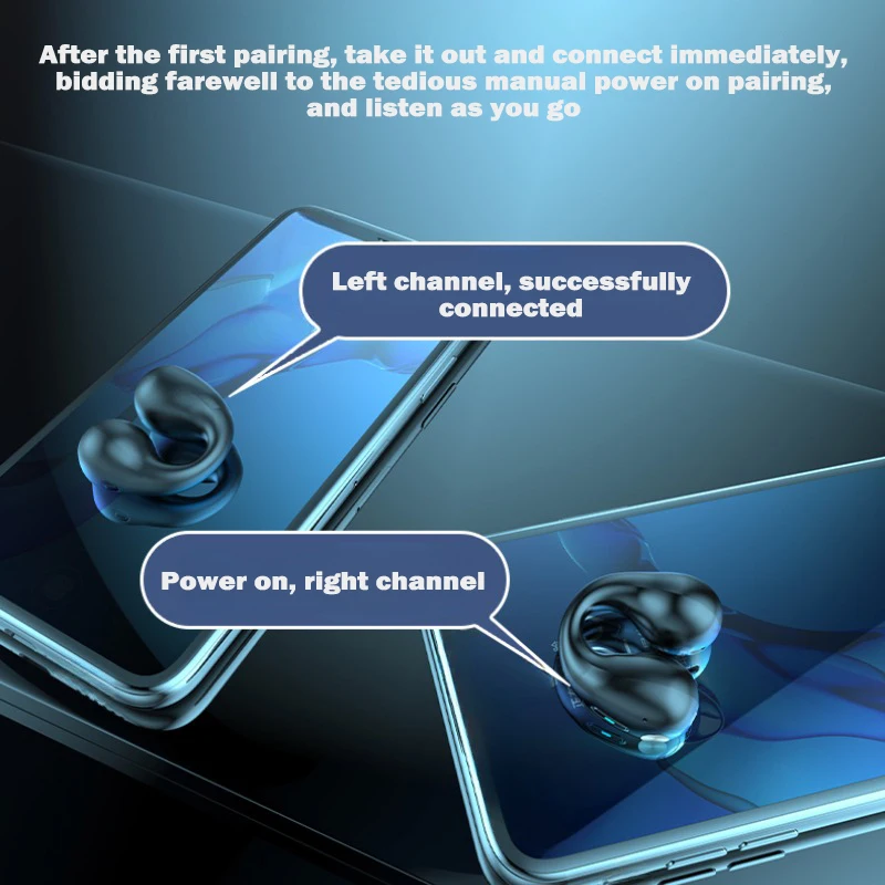 سماعات رأس رياضية لاسلكية مفتوحة الأذن، مشبك على سماعات أذن BT لاسلكية لهواتف Android iPhone، سماعات توصيل هوائي لركوب الدراجات والجري