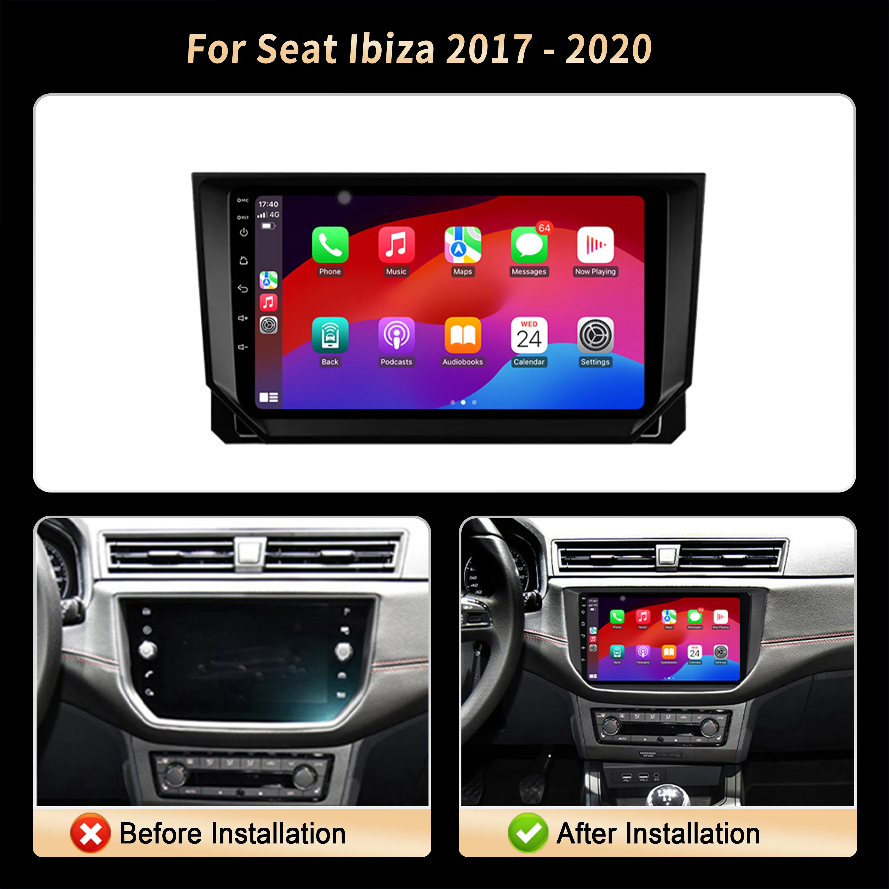 Navigation For Seat Ibiza 2017 2018 2019 2020 Car Radio Multimedia Wireless BT Carplay 4G GPS CPU 7870 2K QLED Screen Stereo