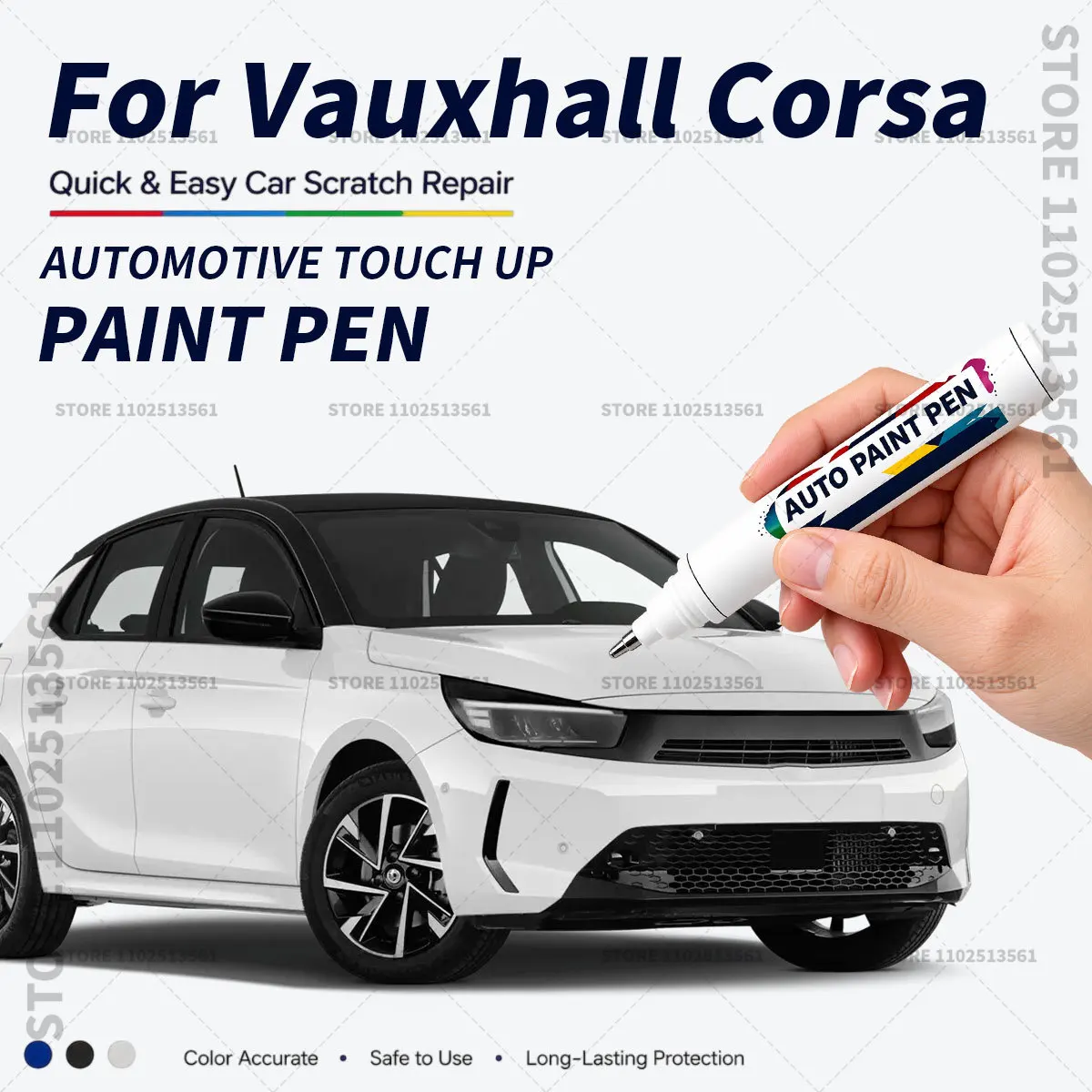 For Vauxhall Corsa White Vehicle Paint Touch Up Pen Car Scratch Remover Repair Marker Waterproof DIY Auto Body Maintenance Tool