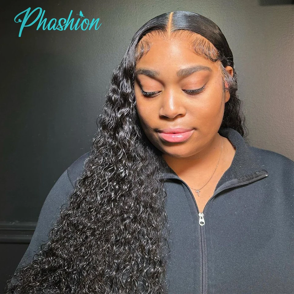 Phashion Kinky Curly Ear To Ear 13x4 Lace Frontal Transparenter Schweizer 4x4-Verschluss, vorgezupftes brasilianisches Remy-Echthaar im Angebot – Detail 6
