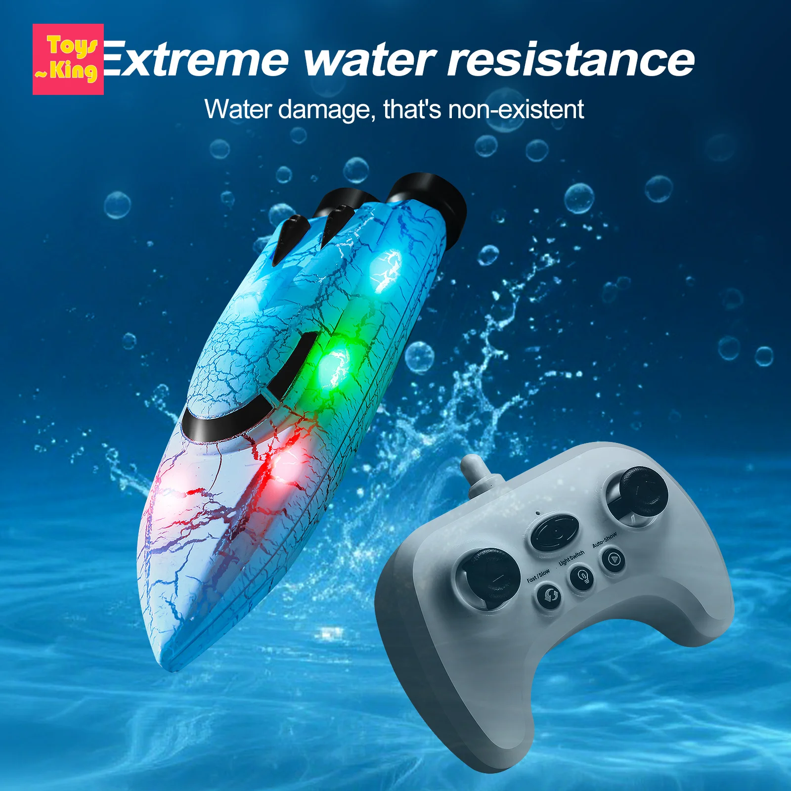 Zdalnie Sterowana Łódka Szybka Mini Kieszonkowa 2.4G 4CH Regulacja Prędkości Statek ze Światłem Obrót 360° Zabawki dla Dzieci Gra Wieloosobowa Prezenty