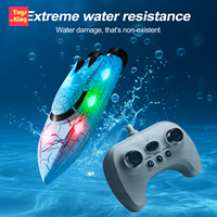 2.4G Remote Control High Speed Boat Mini Pocket 4CH Speed Adjustment Ship With Light 360 Tumble Kids Toys Multiplayer Game Gifts