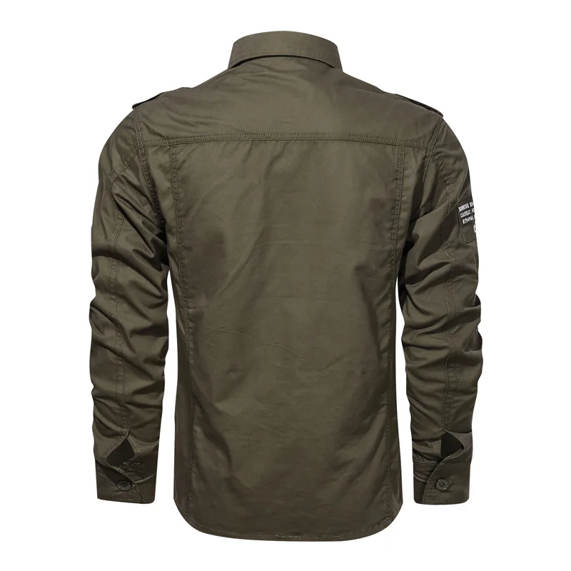 Mode 2023 automne printemps vêtements vert noir Cargo marque militaire chemises pour hommes manches longues blouse décontractée surdimensionné 5XL 6XL