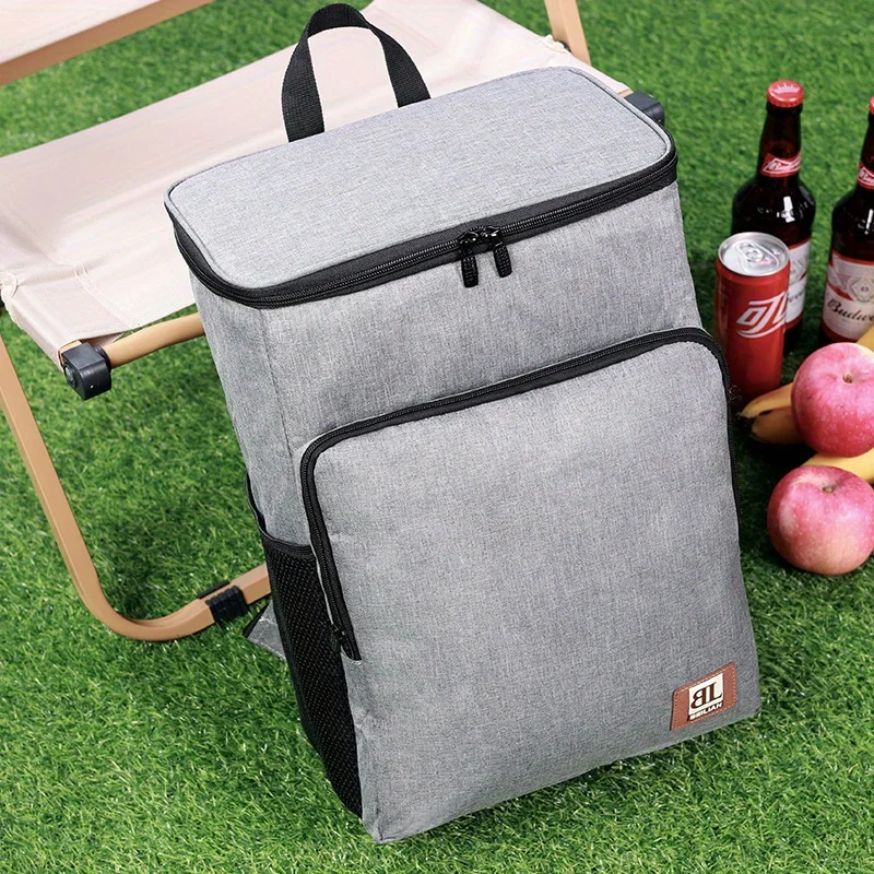 1pc, Large Insulated Lunch Backpack Cooler Bag - Waterproof Oxford Fabric Rectangular Travel Beer Cooler With PEVA Lining image 6