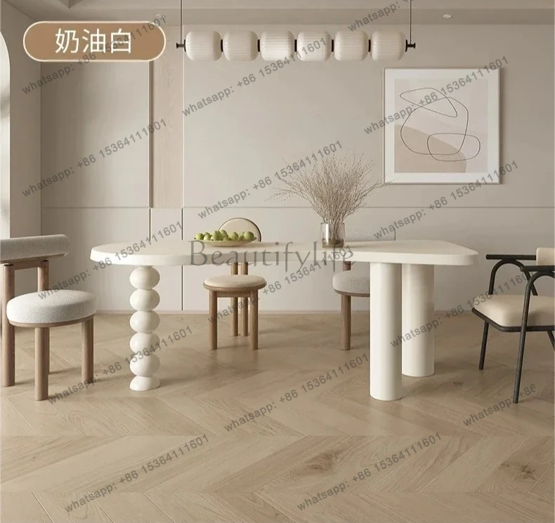 Solid wood light luxury cream style home desk computer table special-shaped desk simple designer workbench