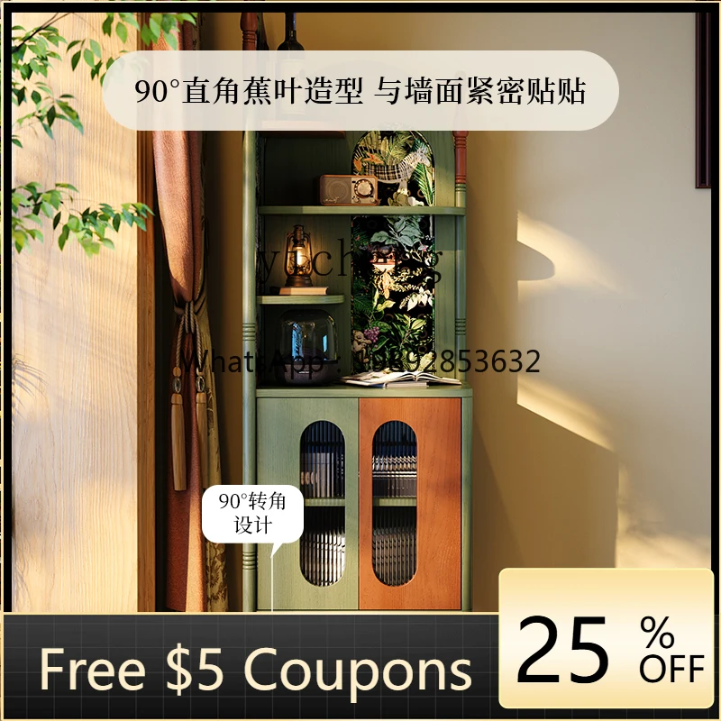 

XX solid wood corner cabinet French retro style living room corner rack French medieval ash wood