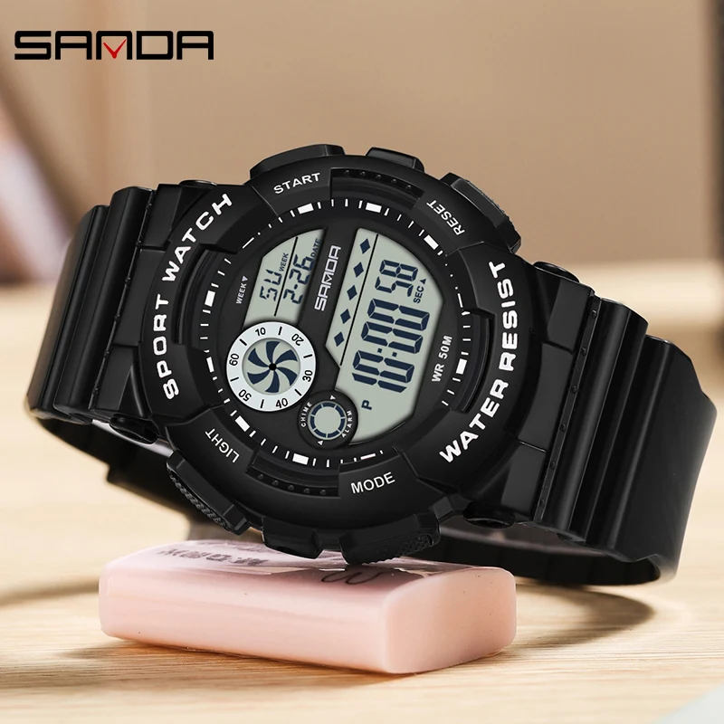 SANDA G style Fashion Women Sport Watches Alarm Clock Waterproof Stopwatch LED Digital Women Electronics Chronograph Wrist watch