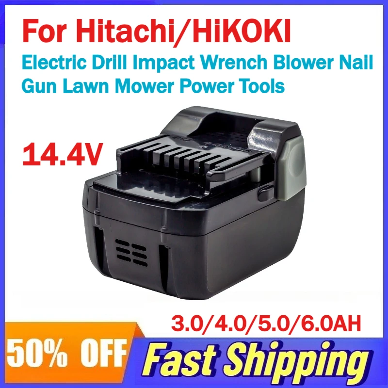 

14.4V 3.0/4.0/5.0/6.0AH Li-ion Battery for Hitachi/HiKOKI Electric Drill Impact Wrench Blower Nail Gun Lawn Mower Power Tools