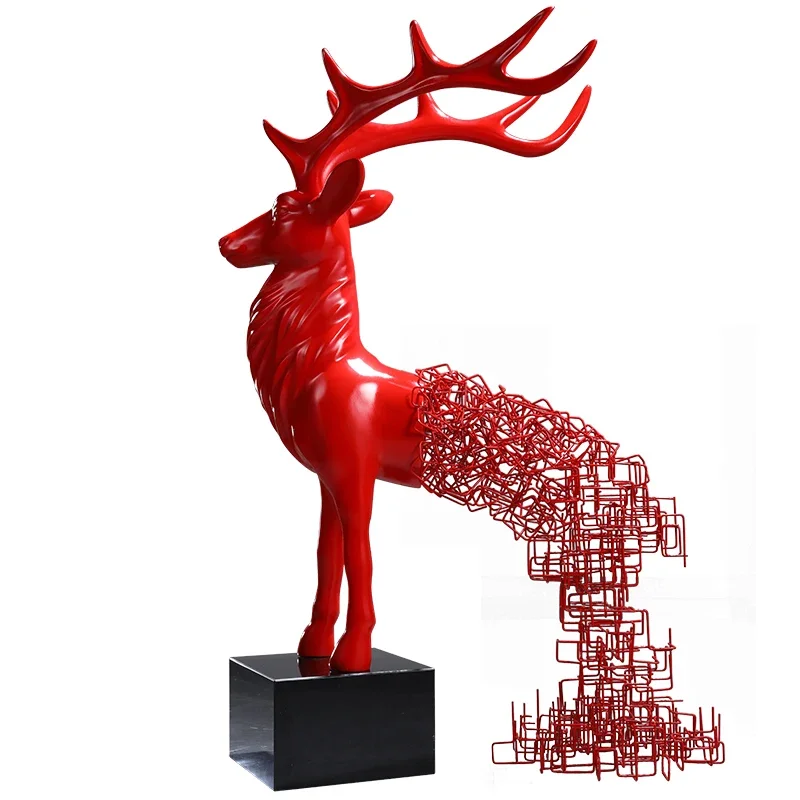 YY Creative FRP Fortune Lucky Deer Sales Office Floor Art Decoration