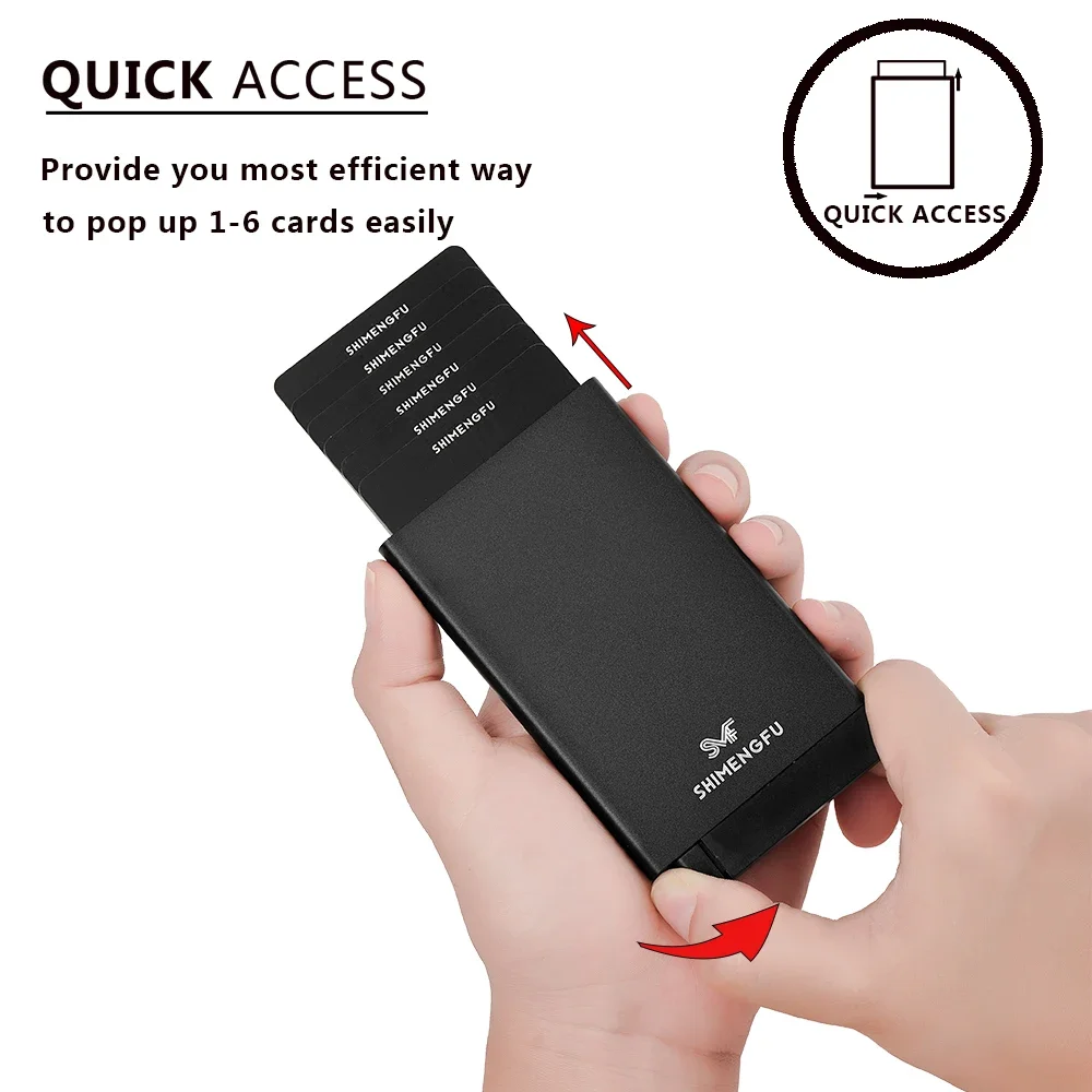 Heren RFID Smart Wallet Aluminium Mini-kaarthouder PU-leer Business Casual portemonnee voor creditcards en bankkaarten