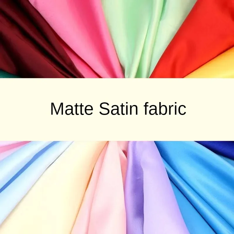 Matte Bridal Satin Fabric Per Meter for Wedding Dresses Clothes Skirts Sewing Plain Fashion Smooth Textile Thin Soft Pink Green