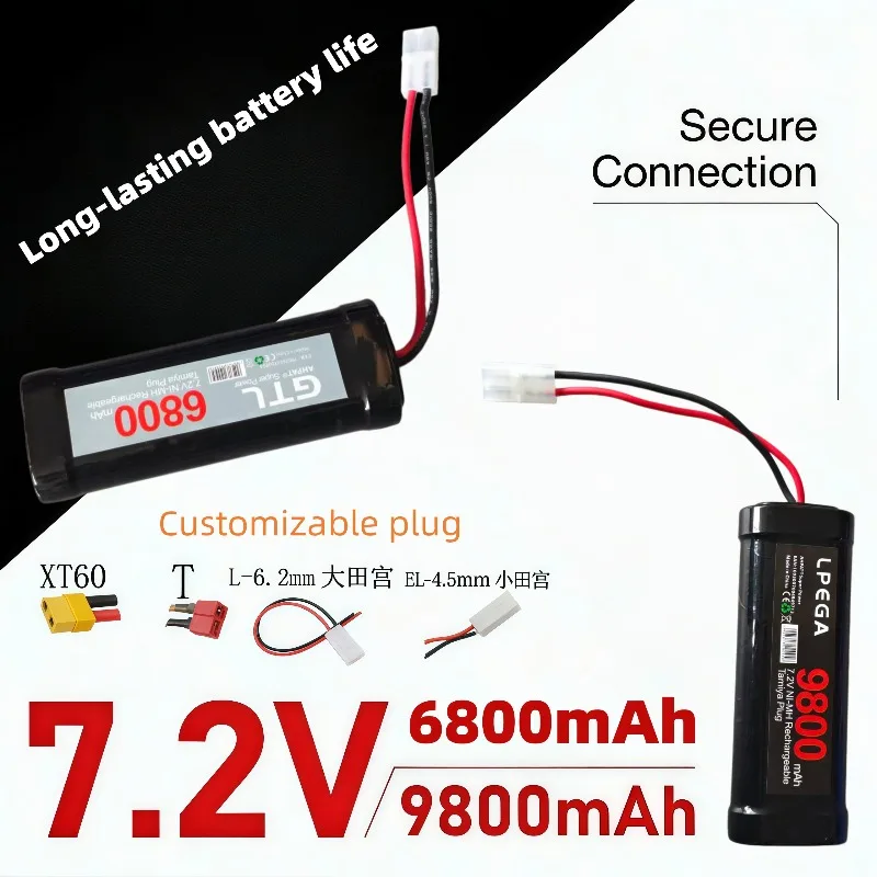 Premium 7.2V 6800/9800mAh Ni‑MH Rechargeable Battery Suitable For RC Toy Car Speed Boat Plane Spare Power Battery