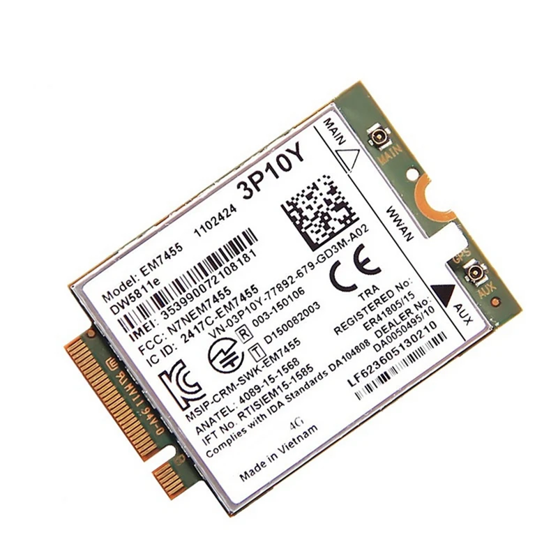 EM7455 DW5811E 4G Module 3P10Y CAT6 Voor DELL E7270 E7470 E7370 E5570 E5470 Onderdelen Accessoires Draadloze FDD/TDD Gobi6000