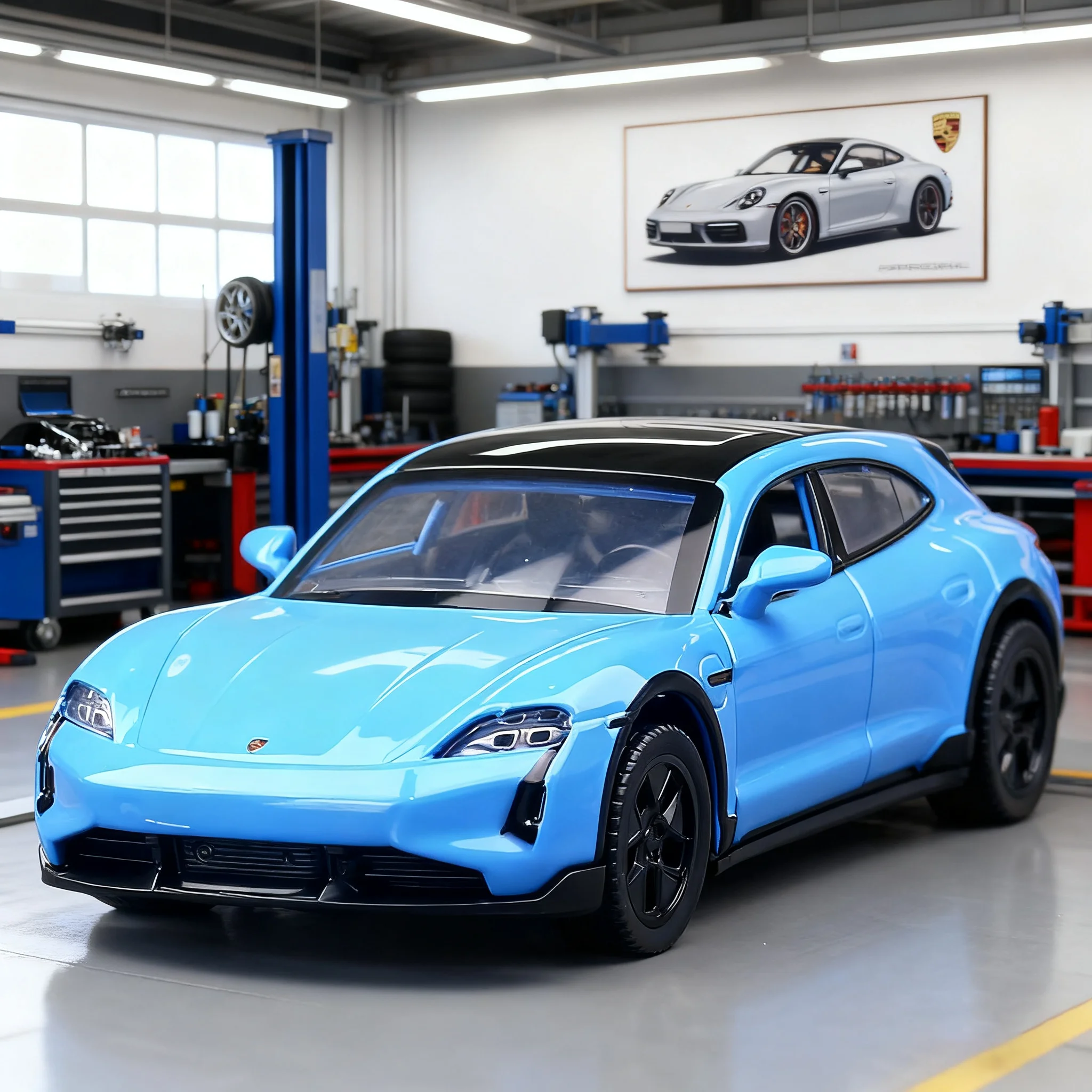 1:36 Porsche Taycan Turbo S Cross Turismo Alloy Car Model Sound and Light Pull Back Children's Toy Collectibles Birthday gift