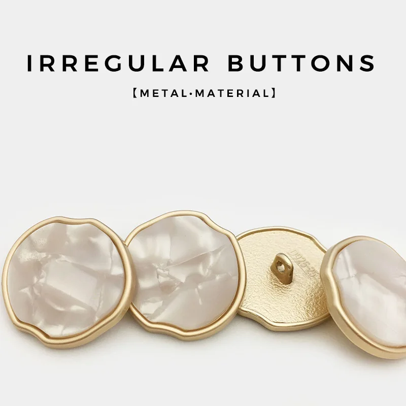 10 Pieces of 15MM Simple Small Fragrant Style Imitation Shell Metal Buttons Sewn Sweater Jacket Cardigan Decorative Buttons