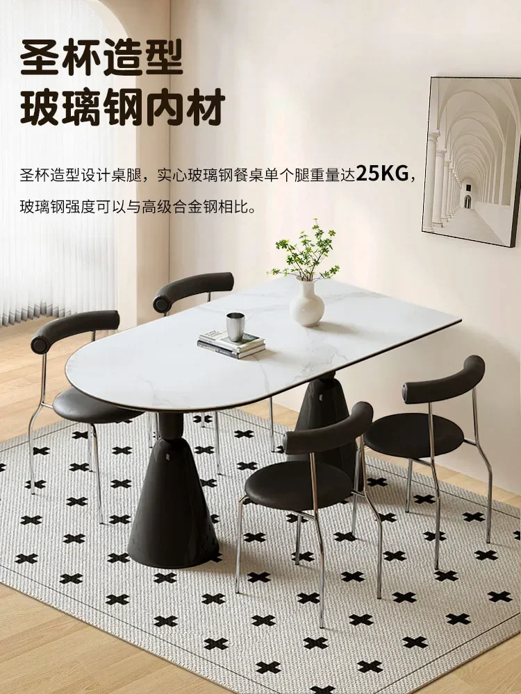

Semicircle Wall Stone Plate Dining Table Rectangular Modern Black Premium Dining Table