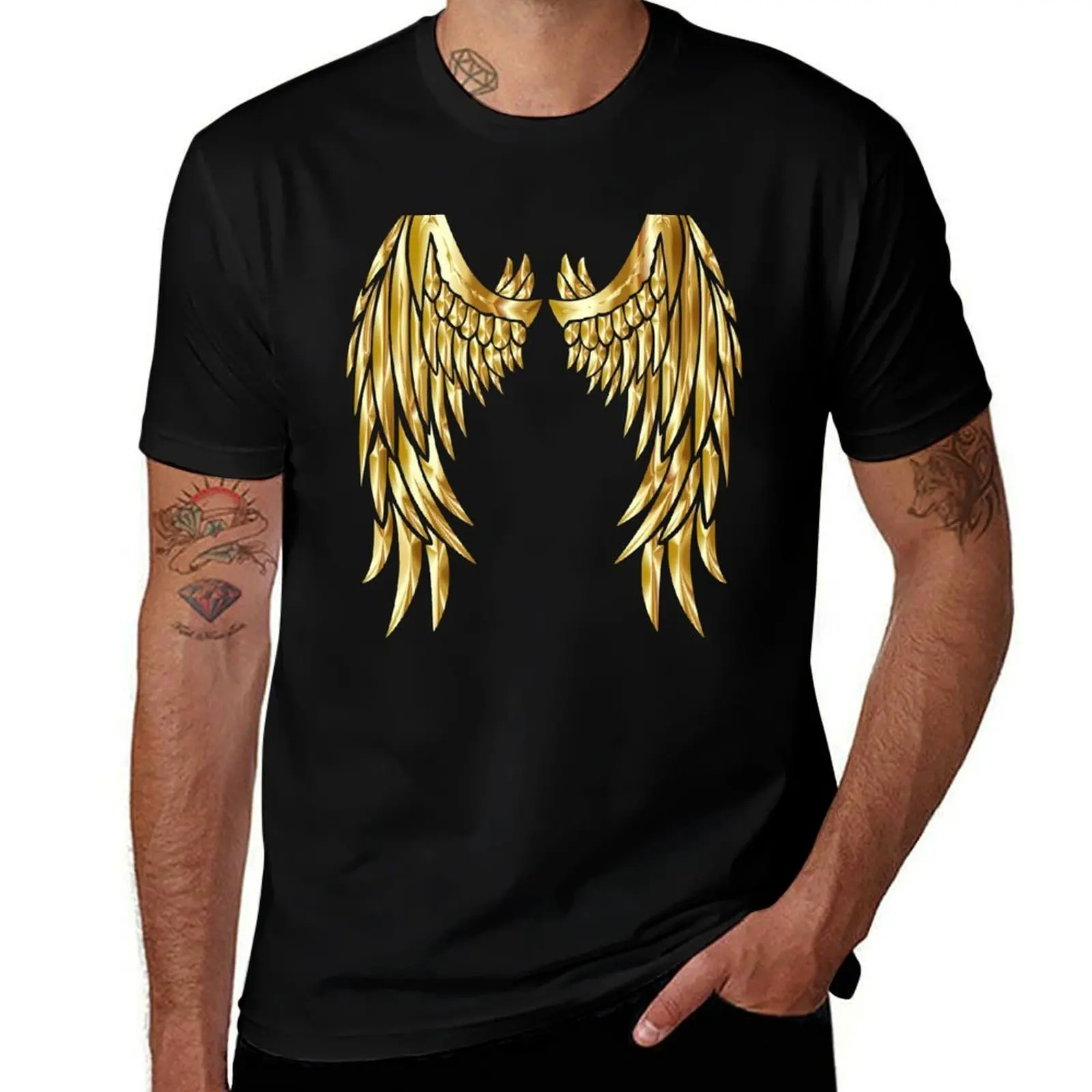 

shirt t shirts graphic Angel cotton t T-Shirt tees shirts funny cotton t man Wings Gold for man