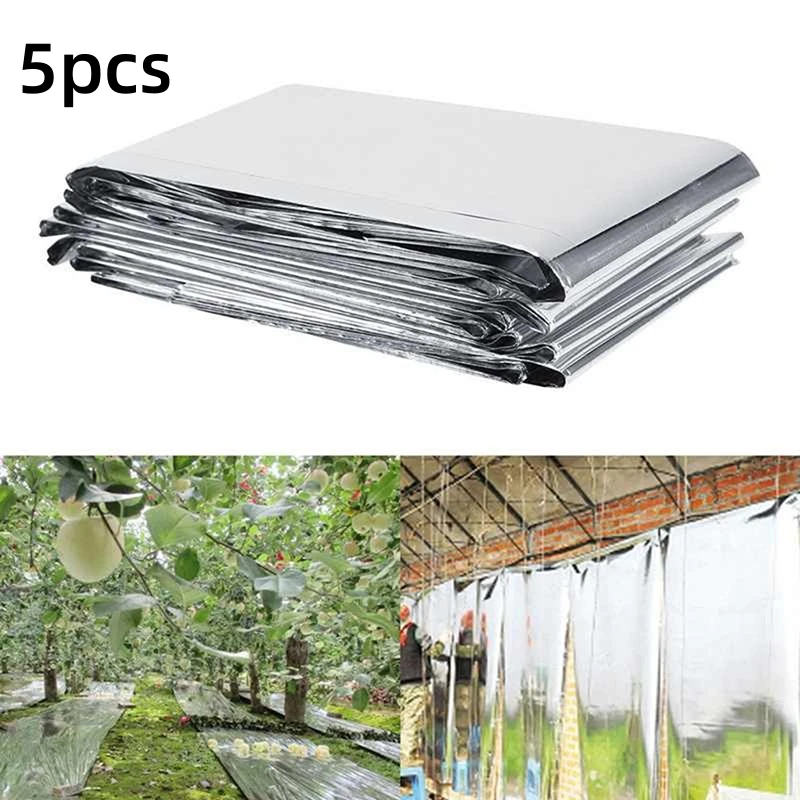 5pcs Silver Plant Hydroponic Highly Reflective Mylar Film Grow Light Supplies Greenhouse Reflectance Coating Plant Covers