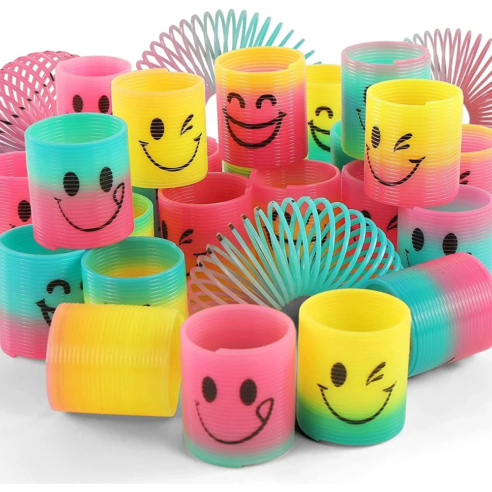 12PCS Spring Rainbow Magic Fidget Stress Coil Mini Springs Bulk Finger Toys For Party Favors Carnival Prize for Kids Boys Girls