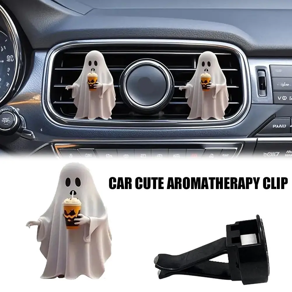 1/2/4 pçs carro 2d bonito em forma de fantasma clipe de aromaterapia ambientador clipe carro ar condicionado ventilação decoração acessórios interiore