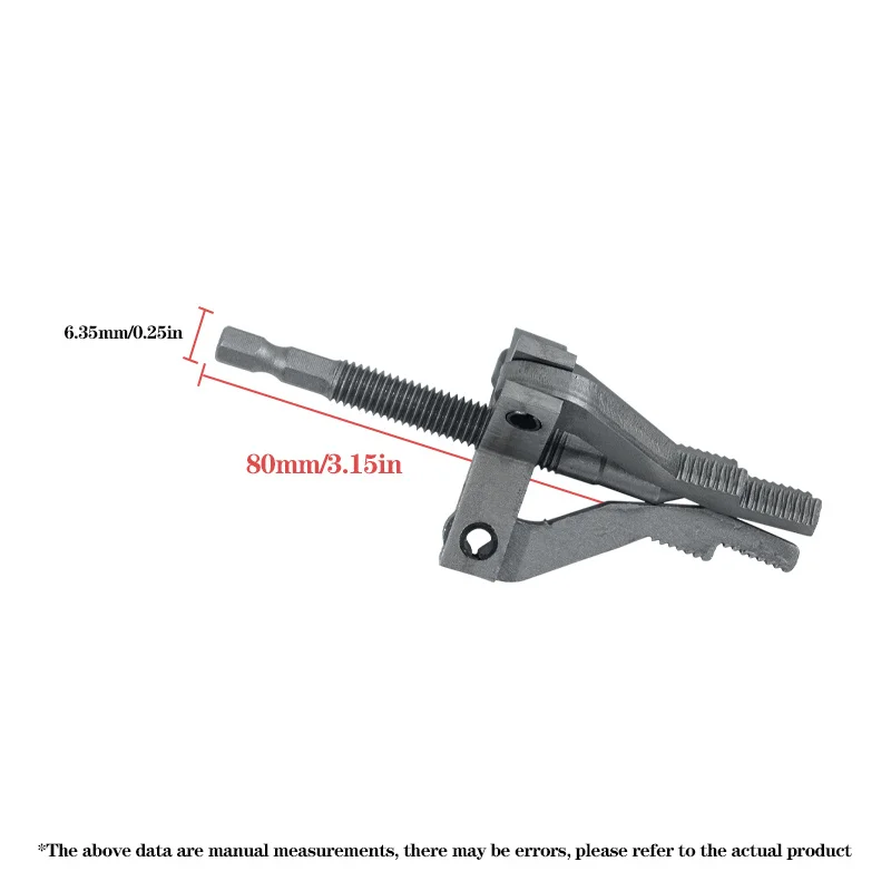 Bathroom pipe maintenance extractor hexagonal handle universal interface adjustable three jaw fixture pipe processing tool