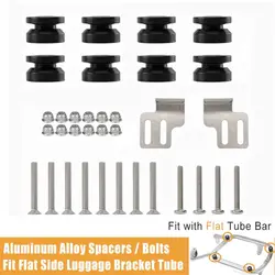 For flat Tube Universal Motorcycle Side Luggage Box Case Bolts Fastener Pannier Screw Spacers Frame Bracket Accessories Aluminum
