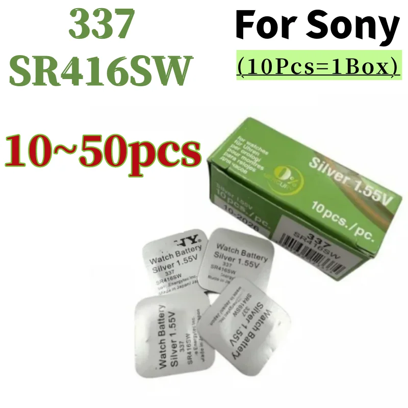 10-50Pcs For SONY 337 SR416SW AG6 LR416 337A Silver Oxide Button Cell Batteries For LED Headphone Watch Batteries