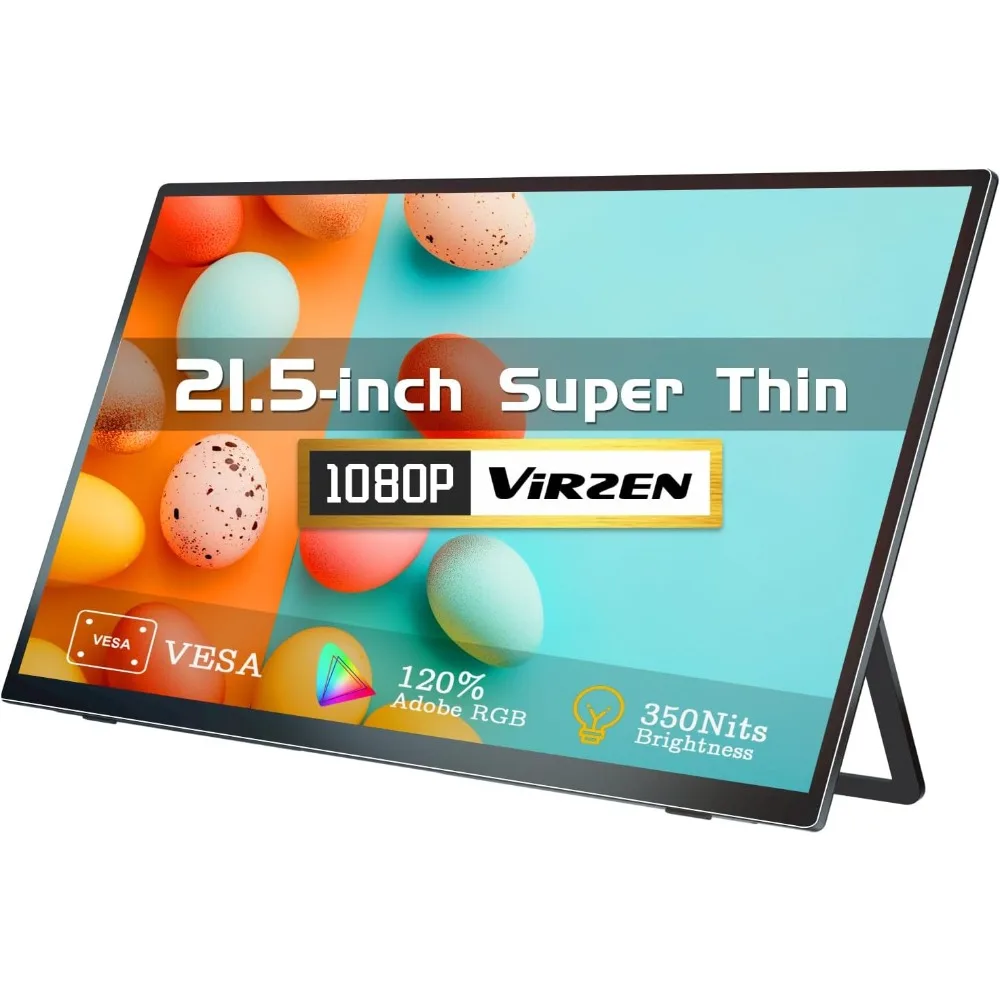

USB-C HDMI Portable Monitor 100Hz 120 sRGB 1080P with VESA 180° Adjustable Kickstand Ultra-Slim Frameless FHD HDR Display