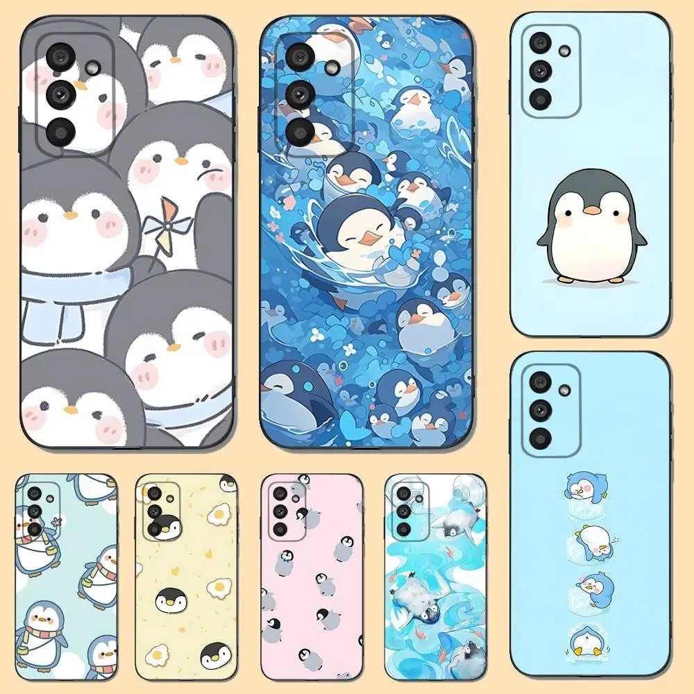 

Cartoon Penguin Kawaii Phone Case For Samsung S 25,24,23,22,30,21,10,9,Ultra,Plus,Lite,FE,4,5 G Soft Black Case