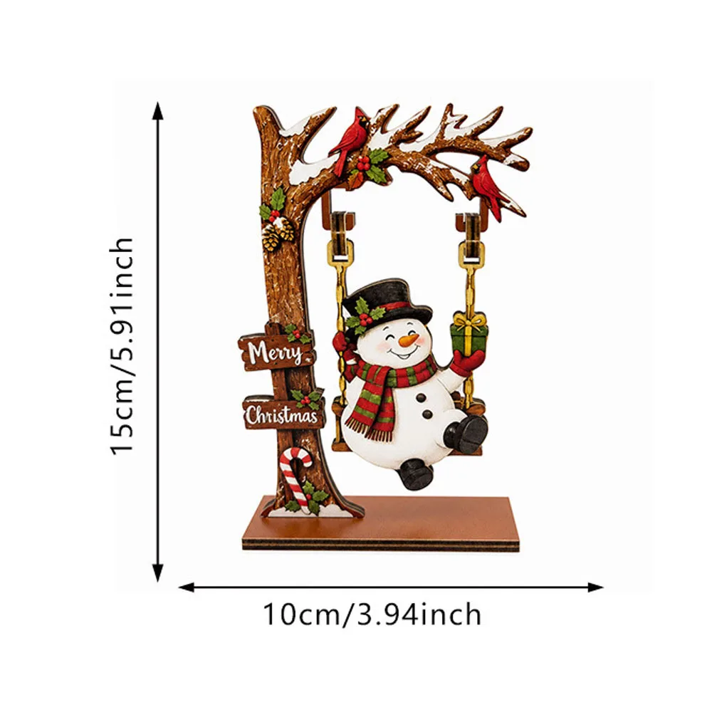 Wooden Fun Christmas Swing Center Table Ornament Holiday Party Home Office Desktop Bookshelf Decoration