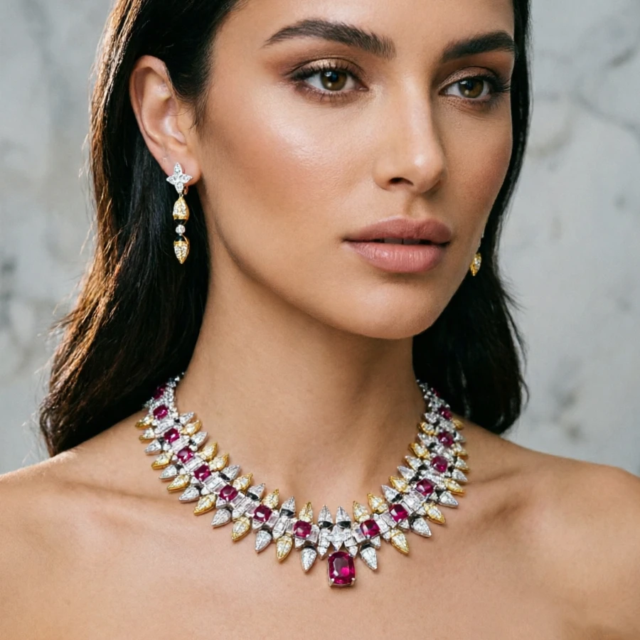 EYER New Fashion Temperament AAA Zircon Geometric Water Drop Necklace Earrings Bracelet Ring For Women Wedding Party Jewelry Set