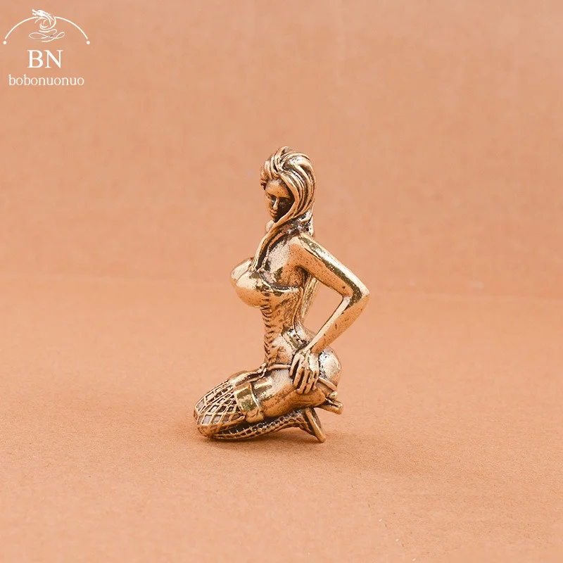 Solid Copper Beautiful Woman Ornament Sexy Bikini Beauty Figurine Girl Model Collectible Statue Gifts Man Brothers