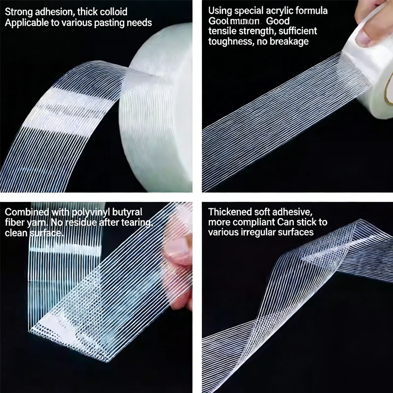 Striped fiberglass tape, high-adhesion single-sided adhesive, used for securing lithium battery assembly, resistant to wear, sui
