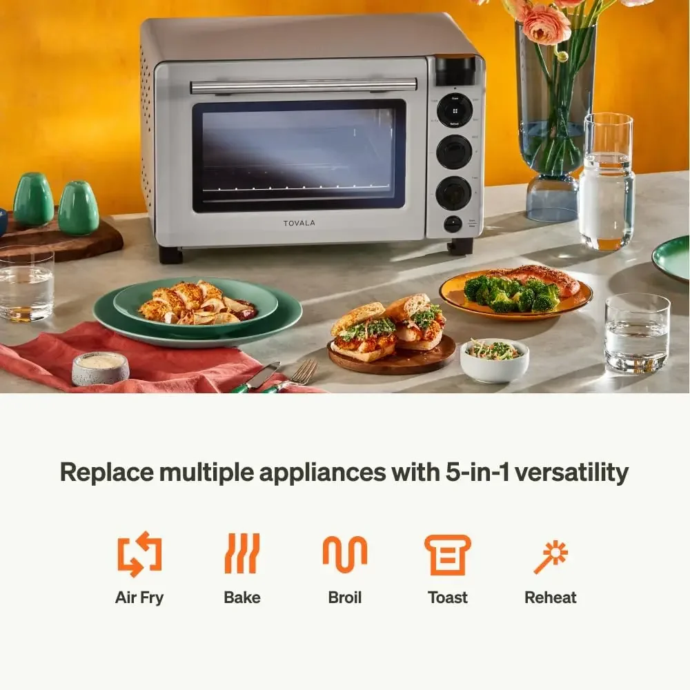 Tovala Smart Oven, 5-in-1 Air Fryer Oven Combo - Air Fry, Toast, Bake, Broil, and Reheat - Smartphone Controlled Countertop