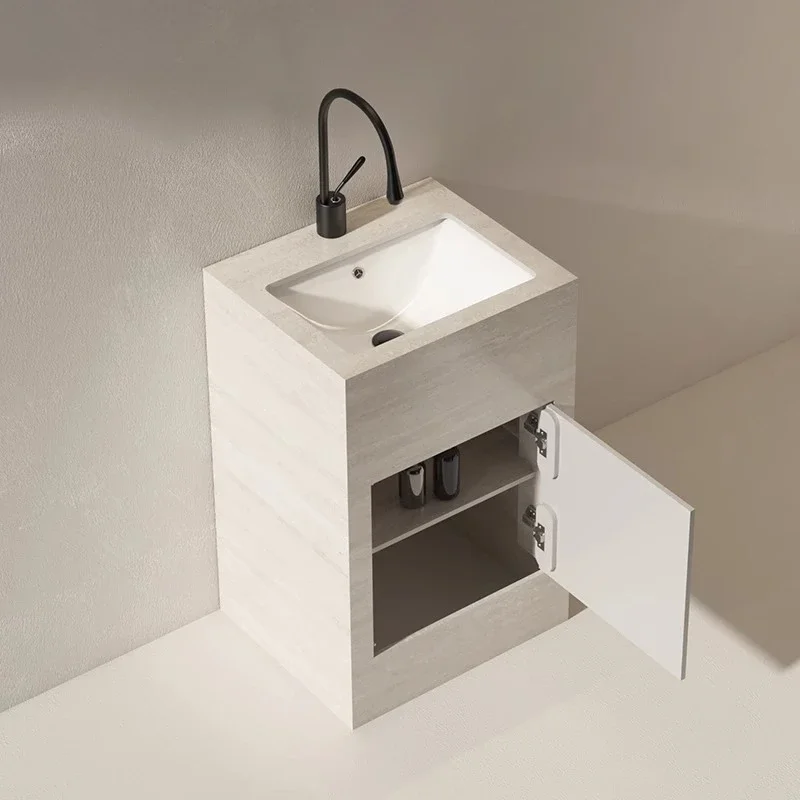 

Slate column basin with door storage compartment bathroom wash basin outdoor courtyard floor-to-ceiling integrated column