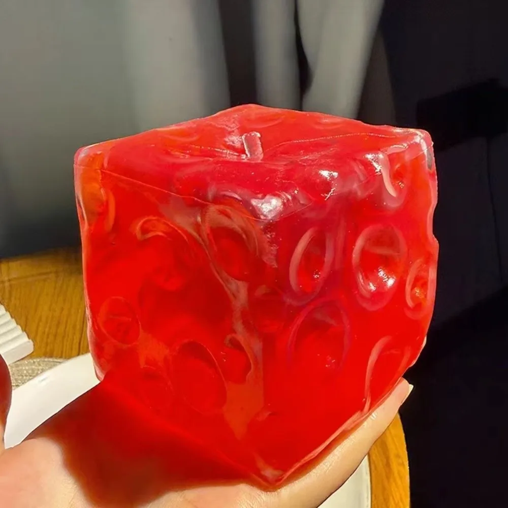 Slow Rebound Cheese Pinch Toy Soft and Stretchy Cheese Shaped Cheese Cube Stress Ball Transparent Filling