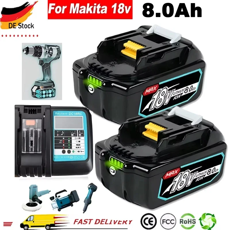 

Battery For Makita 18V 8000mAh Rechargeable 18650 Lithium-ion Cell Suitable For Makita Power Tool BL1860 BL1830 BL1850 LXT400