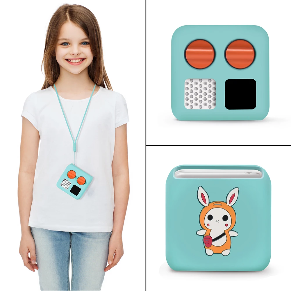 For Yoto Mini Kids Audio Music Player Silicone Dustproof Case with Anti-lost Lanyard Washable Cartoon Shockproof Protect Covers