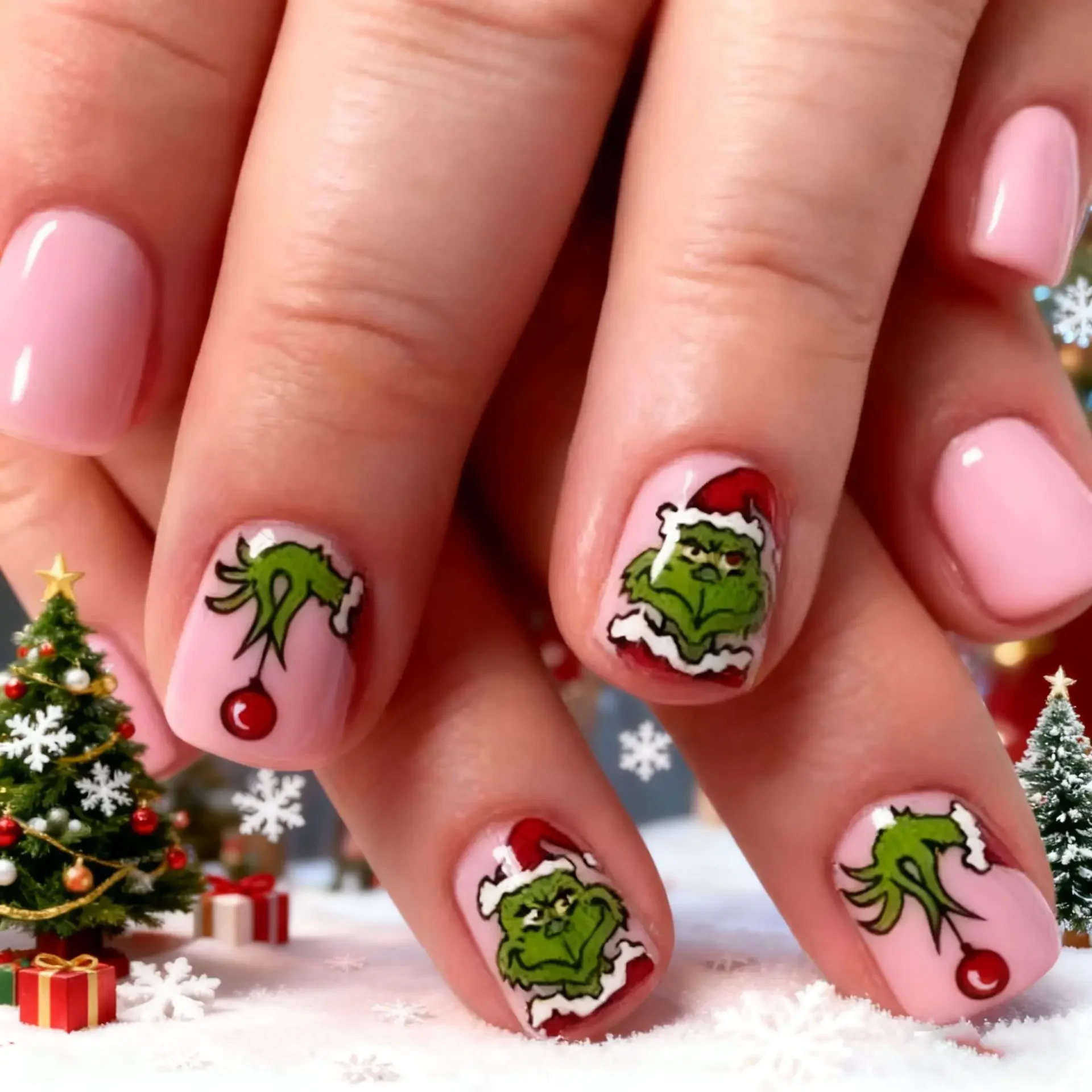 24 pçs natal curto unhas falsas clássico bonito moda natal vermelho berry folha letras imprensa em unhas unhas falsas para mulher