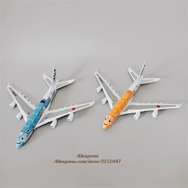 

16cm Alloy Metal Japan Air ANA Airbus A380 Cartoon Sea Turtle Airlines Airplane Model Airways Plane Model Painting Aircraft Toys