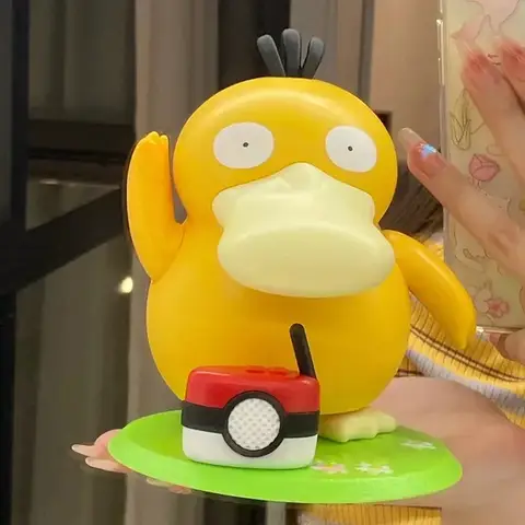 애니메이션 포켓몬 Psyduck 그림 춤 스윙 울리는 오리 액션 그림 Pvc 모델 인형 휴대용 수하물 뮤직 박스 장난감 크리스마스 선물