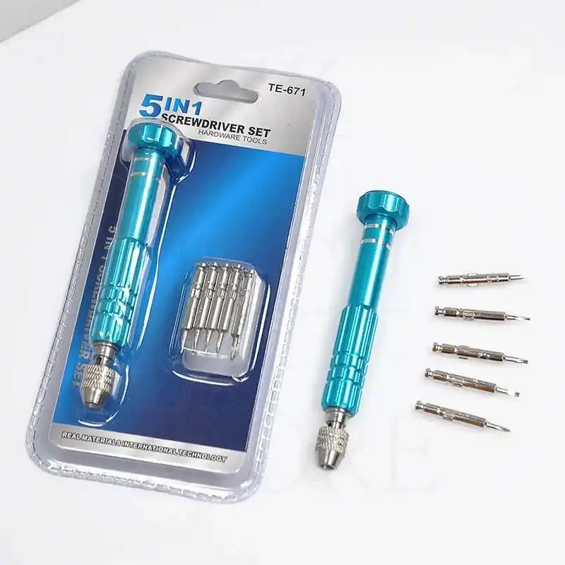 Magnetic Screwdriver Kit Set para Relógio e Telefone, Mini Precision Screwdrivers, Home Garden Tool Accessories, Repair Opening, 5 em 1
