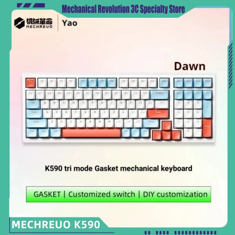 

Mechrevo K590 99 Key Tri Mode Customized Mechanical Keyboard Wireless Bluetooth Gaming Keyboard Gasket Structure Hot Plug