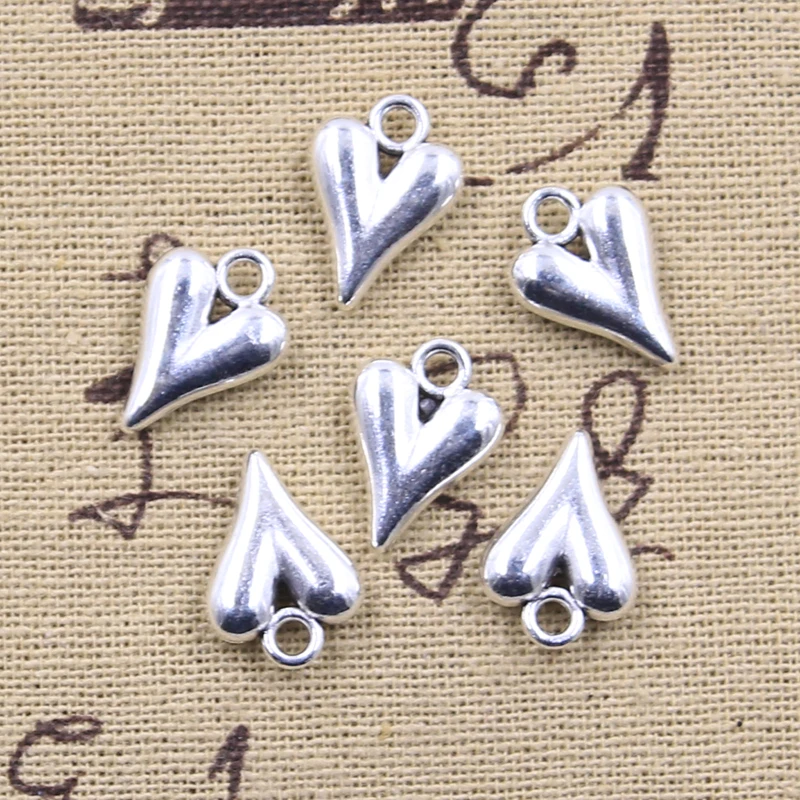 12pcs Charms Lovely Heart 16x11mm Antique Silver Color Pendants Making DIY Handmade Tibetan Finding Jewelry